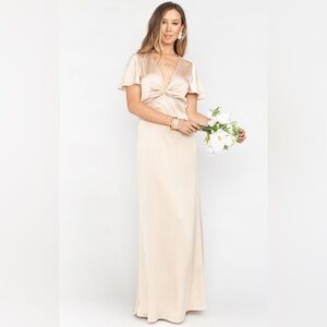 Show Me Your Mumu Rome Twist Gown/Bridesmaid Dress - Champagne Luxe Satin - M